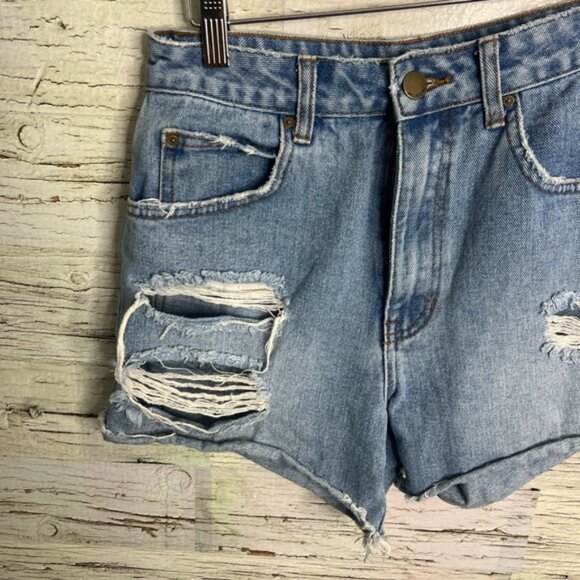Billabong Distressed Denim Frayed Shorts 27 Jean denim - Picture 2 of 7